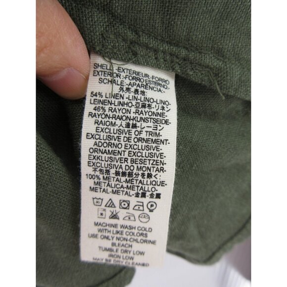 Free People Blazer XS Linen Blend Jacket Double Breasted Military - Picture 10 of 11